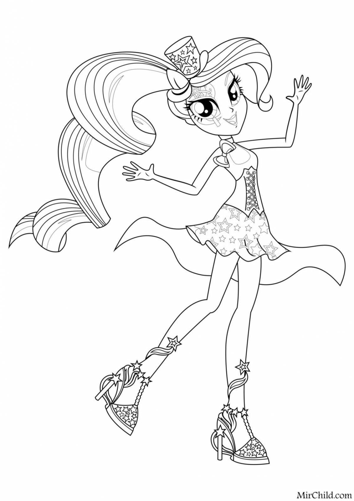 Coloring page glamorous little pony girls