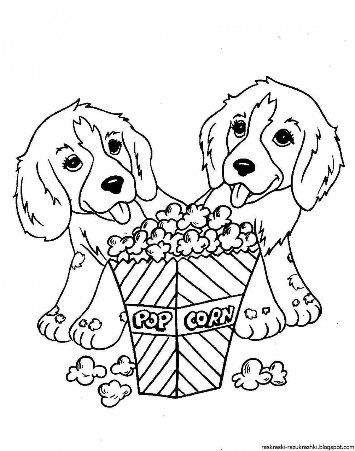 Cute puppy girl coloring book