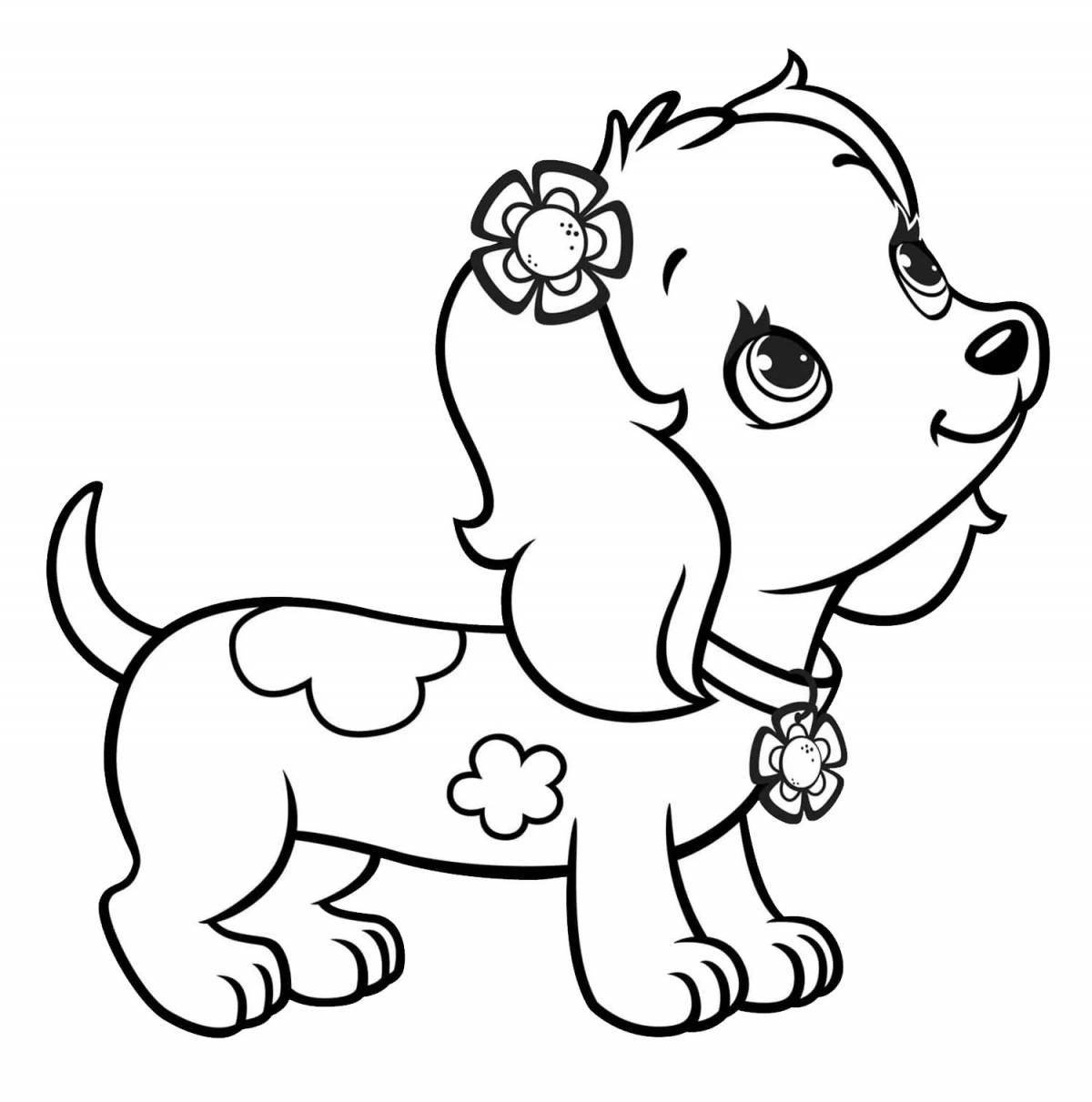Fluffy coloring book for puppy girls
