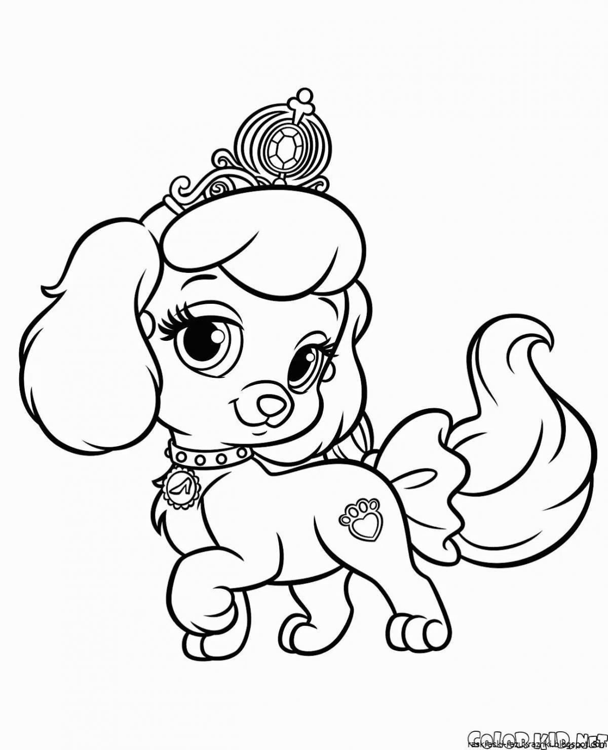 Fluffy coloring book for girls and puppies