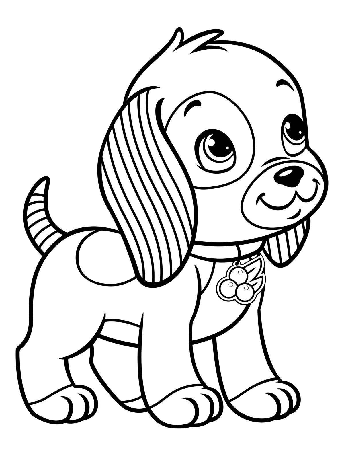 Snuggly coloring page for puppy girls