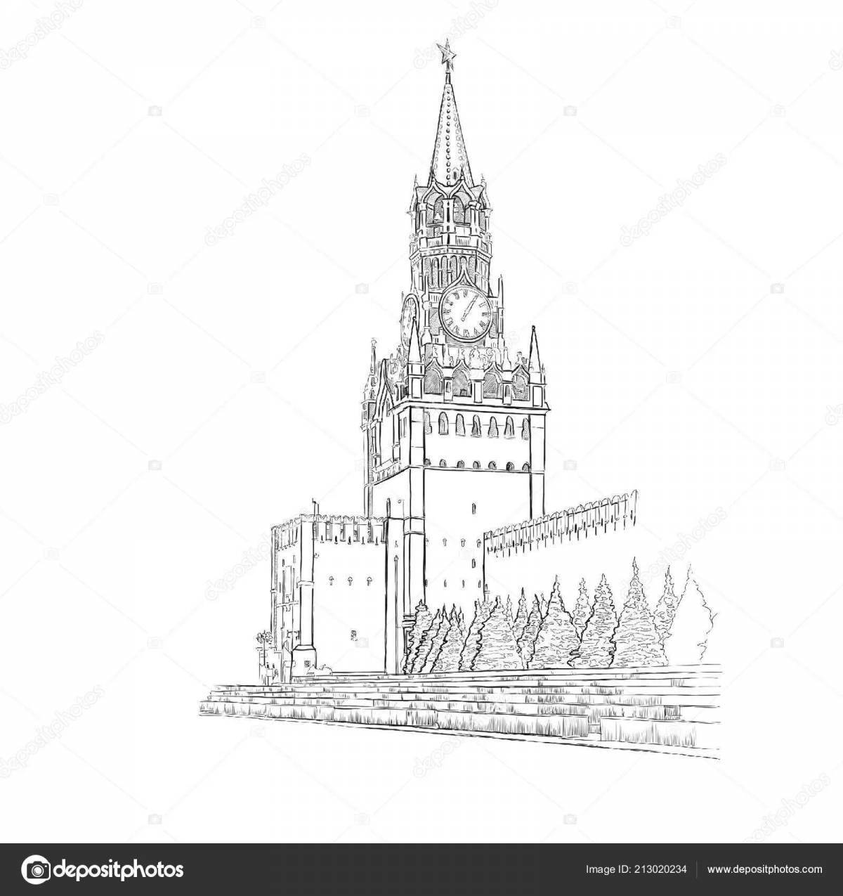 Majestic coloring of the spasskaya tower of the kremlin