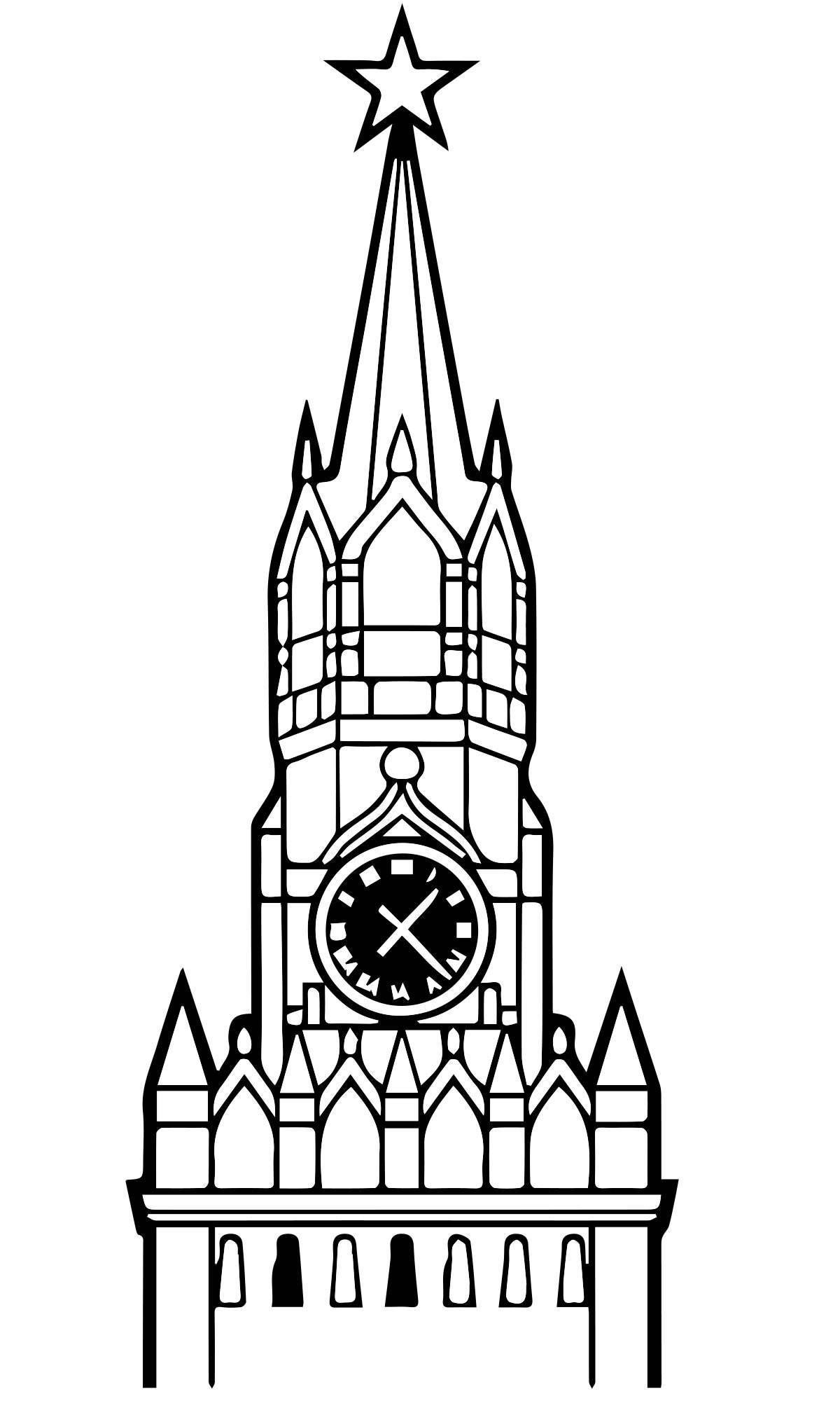 Роскошная раскраска спасская башня кремля