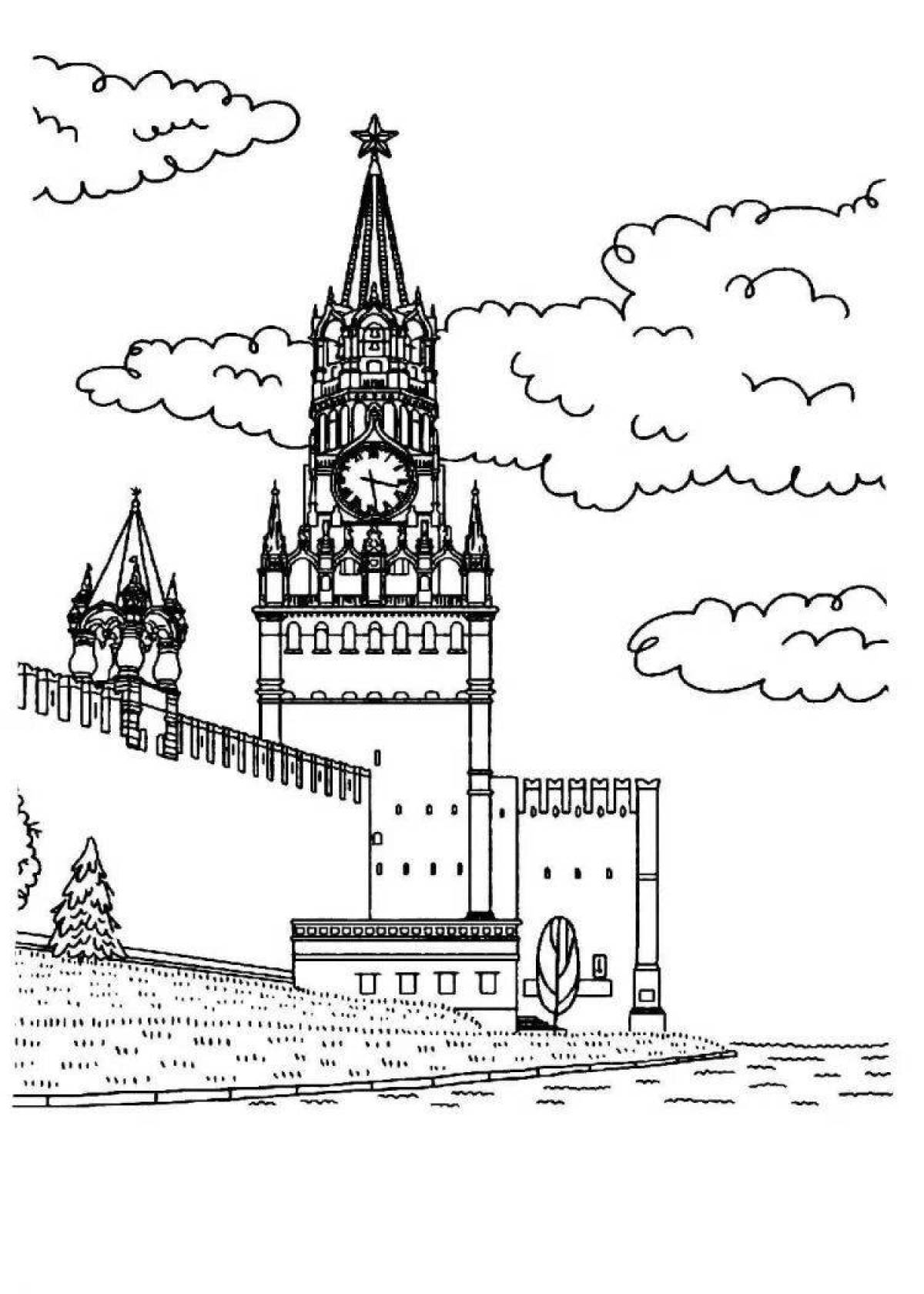 Высокопарный раскраски спасская башня кремля