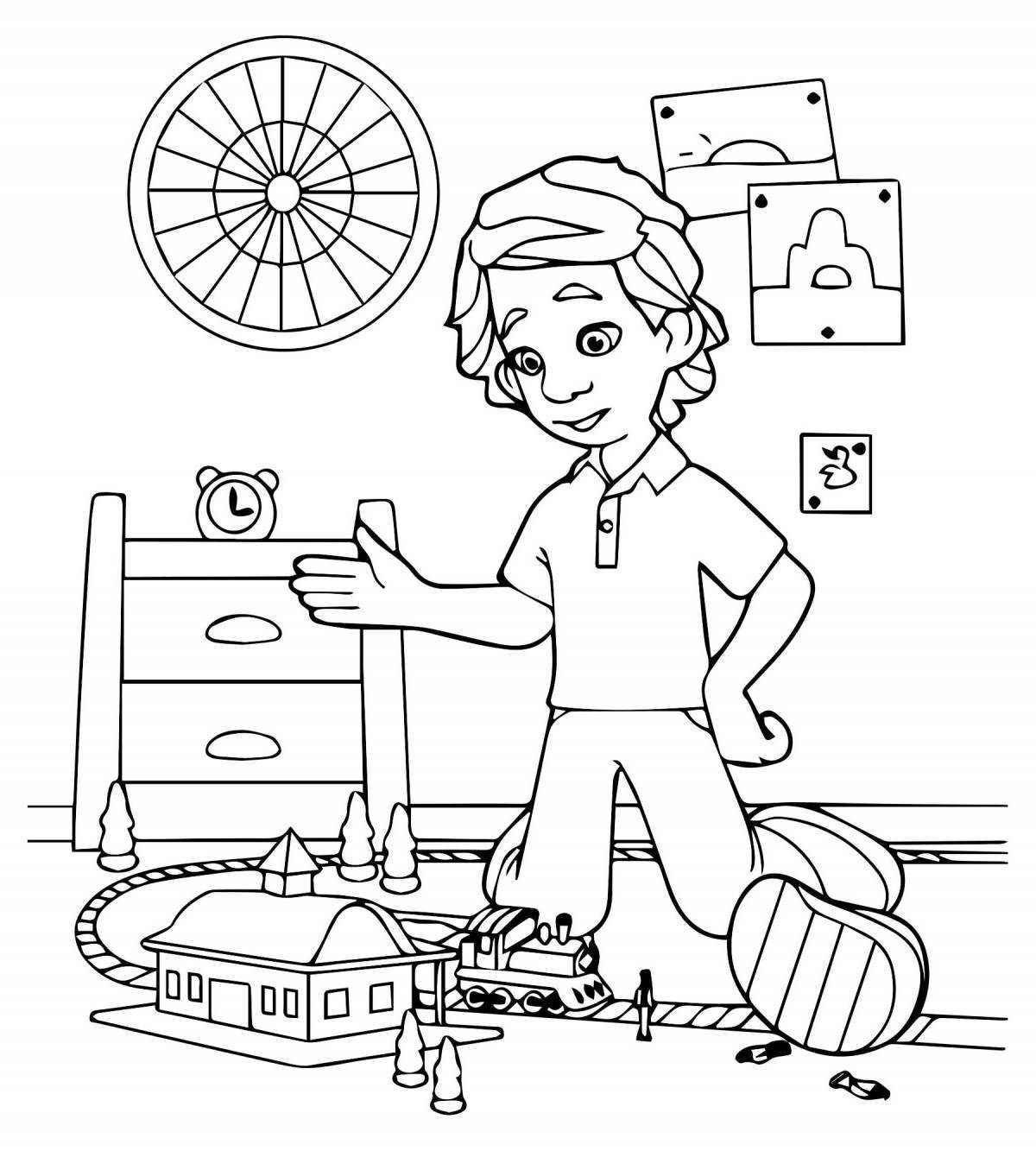 Colorful fixies washing machine coloring page
