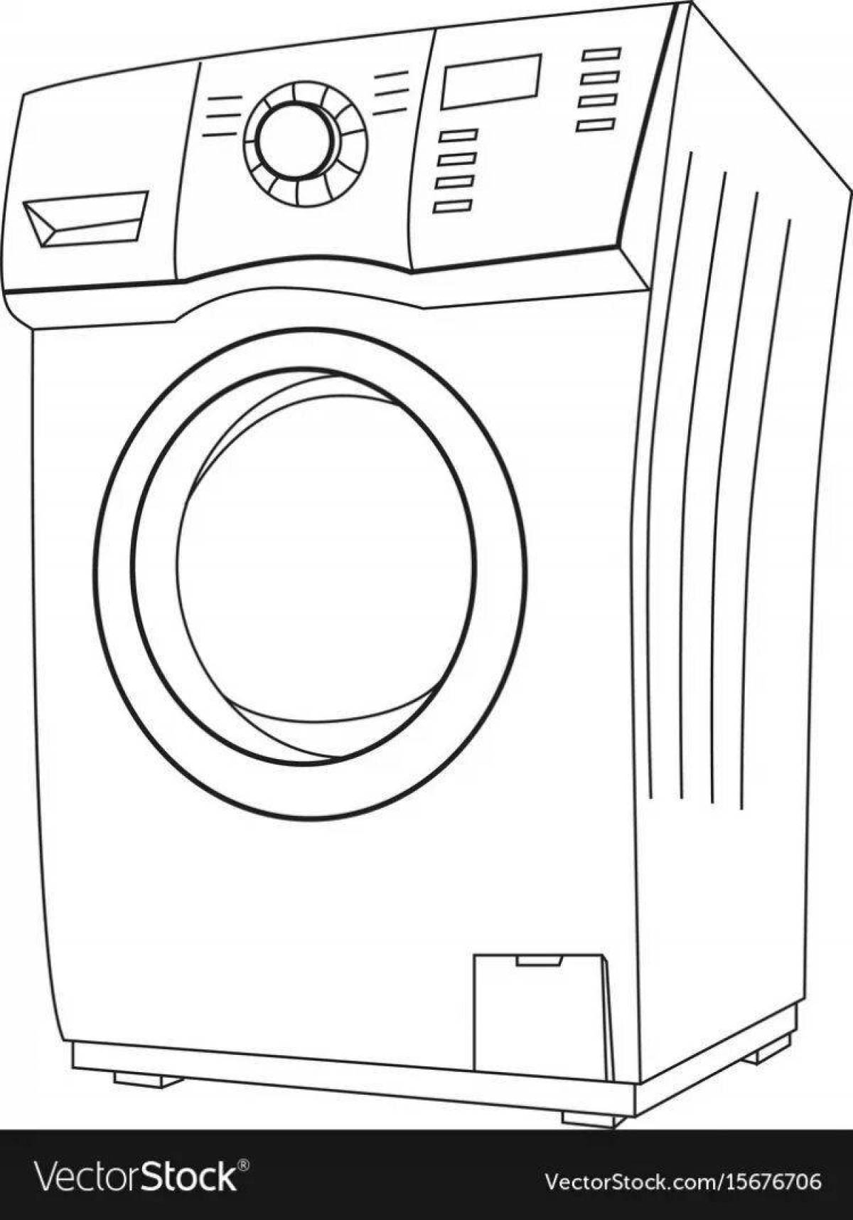 Веселая страница раскраски стиральной машины fixies