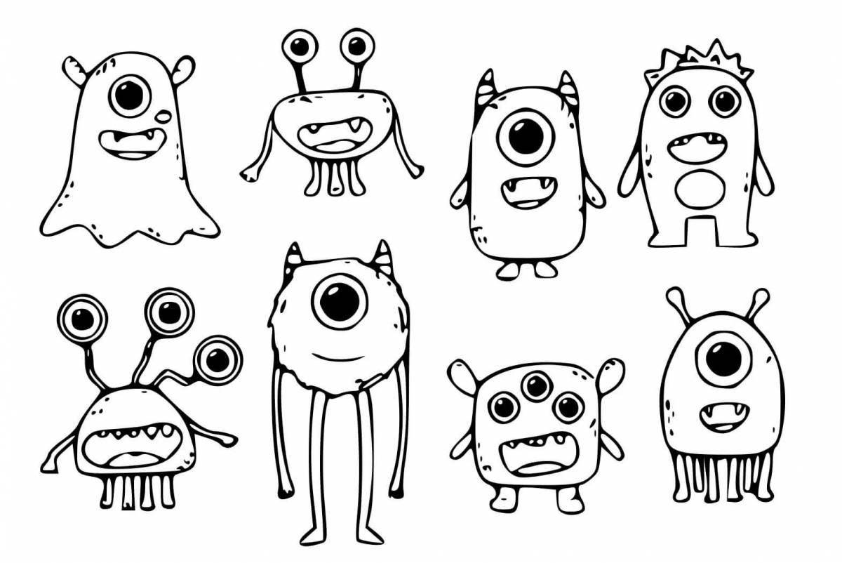 Spooky coloring monsters from the door