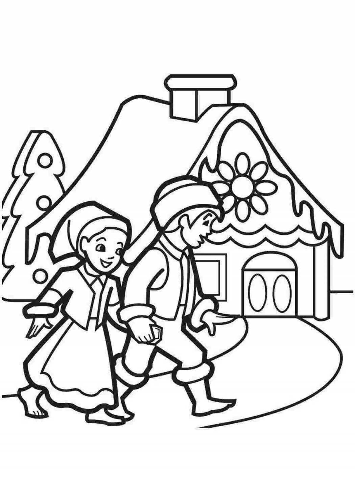 Charming coloring hansel and gretel