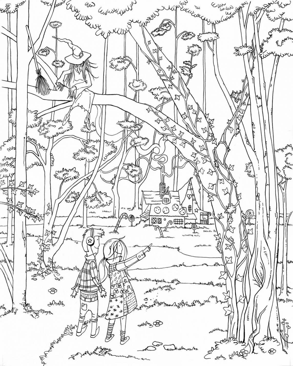 Fancy hansel and gretel coloring book