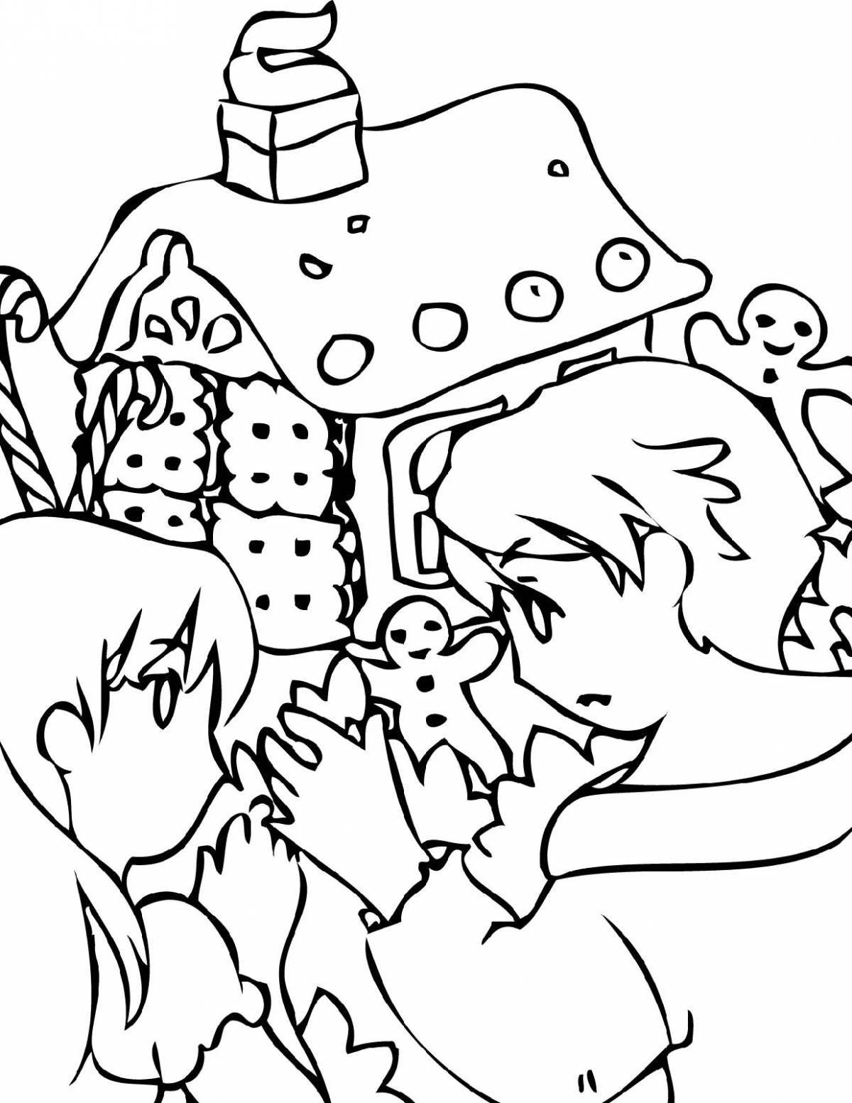 Coloring book magic hansel and gretel