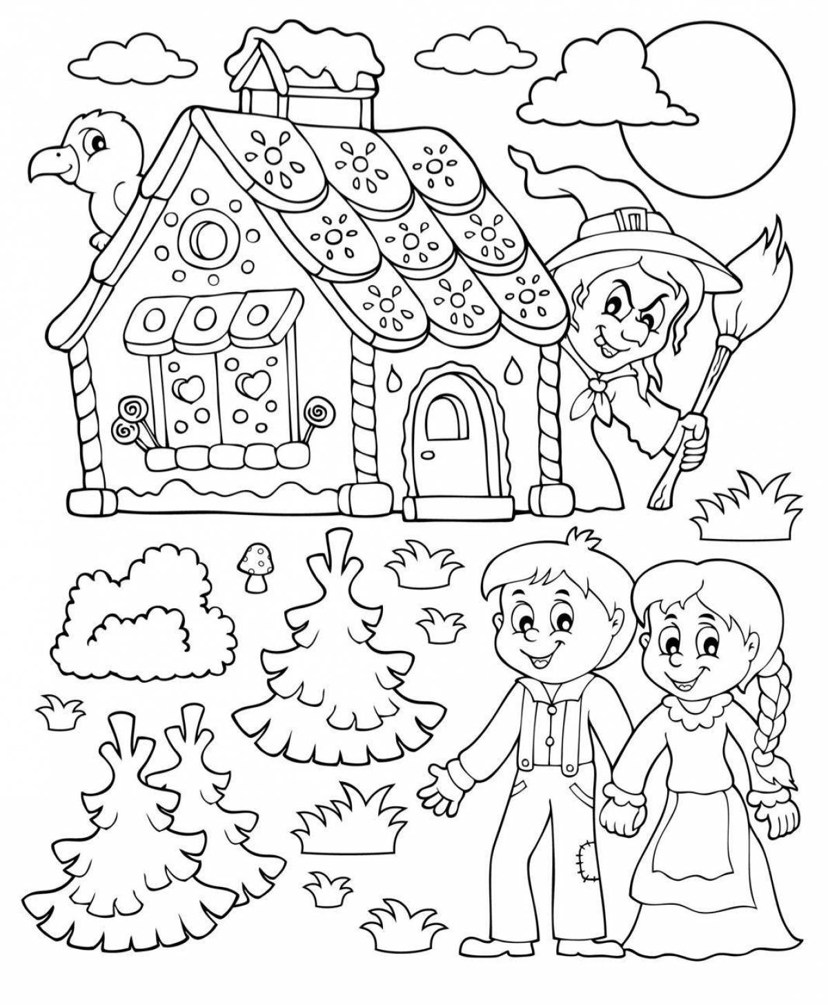 Exciting hansel and gretel coloring book