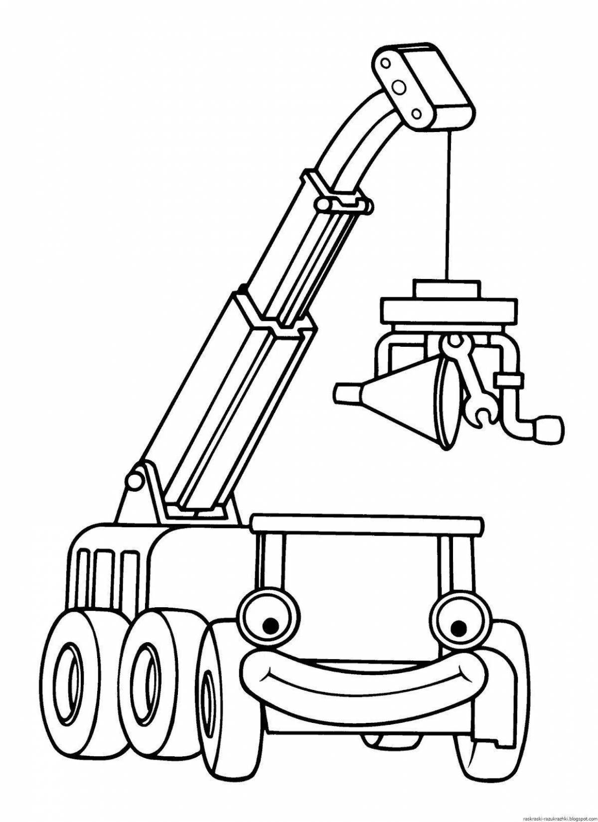 Joyful Toddler Truck Crane Coloring Page