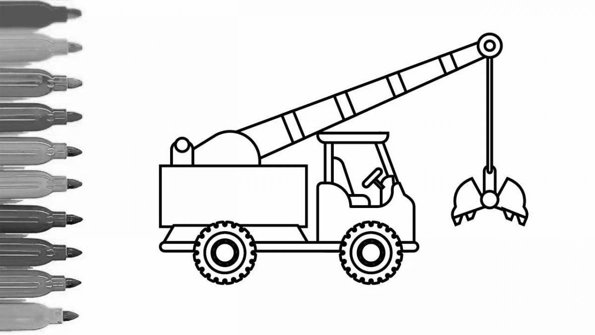 Coloring truck crane for preschoolers