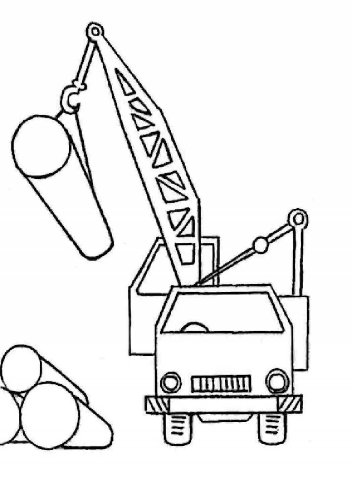 Fun coloring truck crane for kids