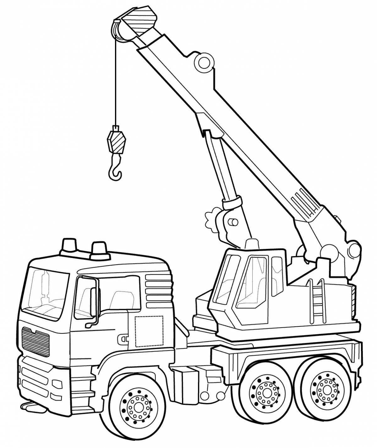 Great truck crane coloring page for students