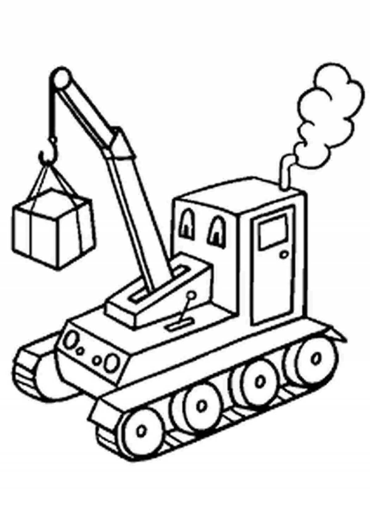 Gorgeous truck crane coloring book for kids