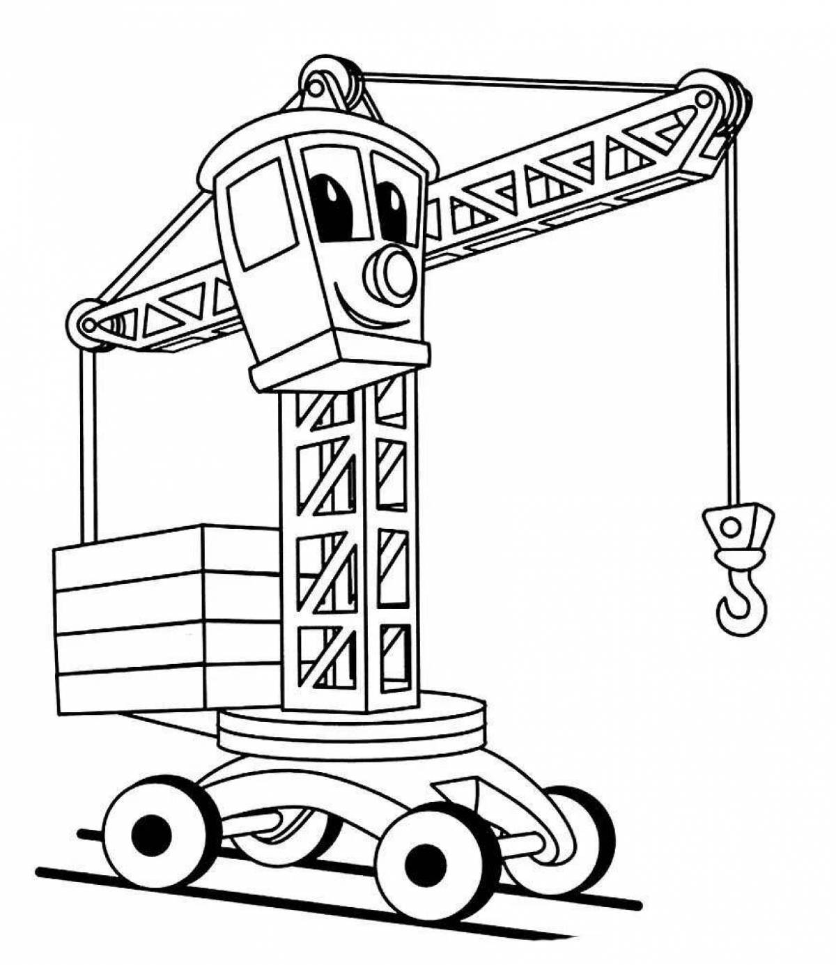 Adorable truck crane coloring book for beginners
