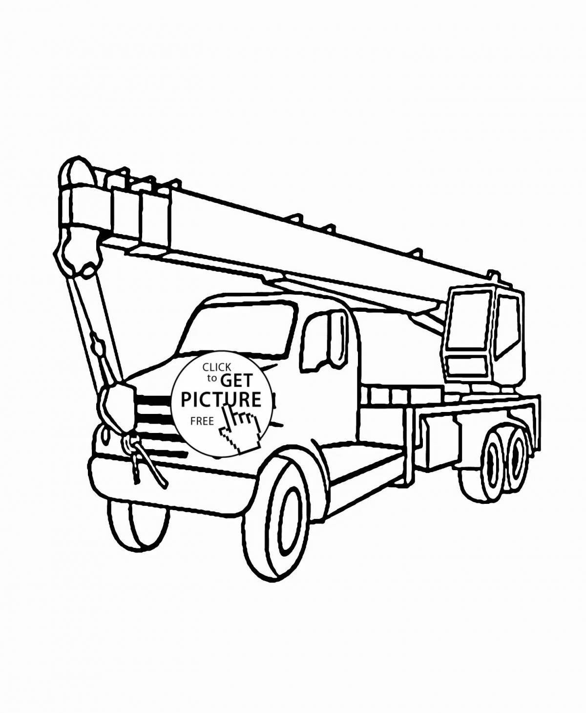 Glamorous crane truck coloring book for kids