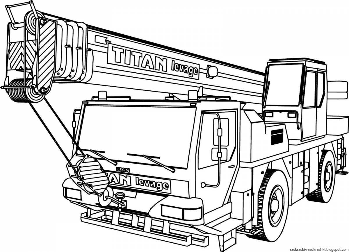 Sweet truck crane coloring book for teenagers