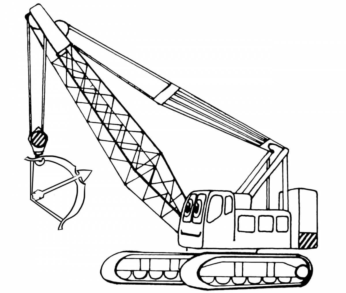 Colorful truck crane coloring page for students