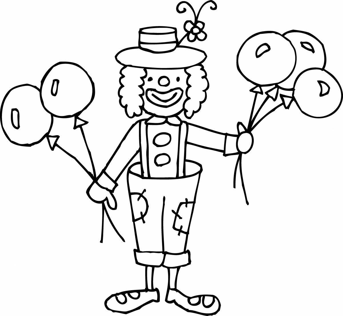 Smiling clown with balloons