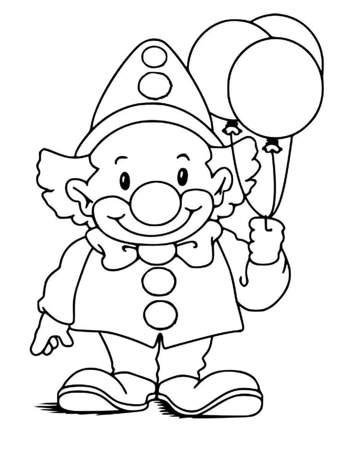 Grinning clown with balloons