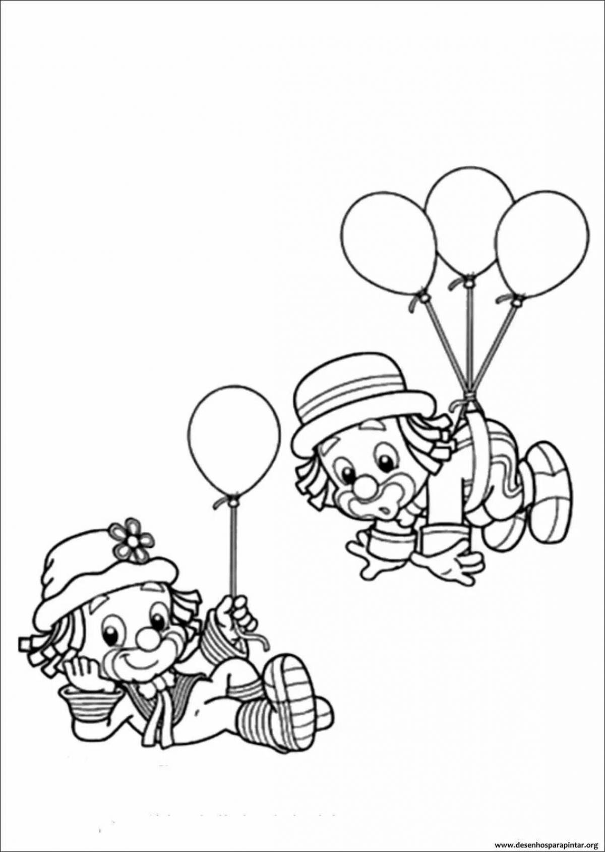 Яркий клоун с воздушными шарами