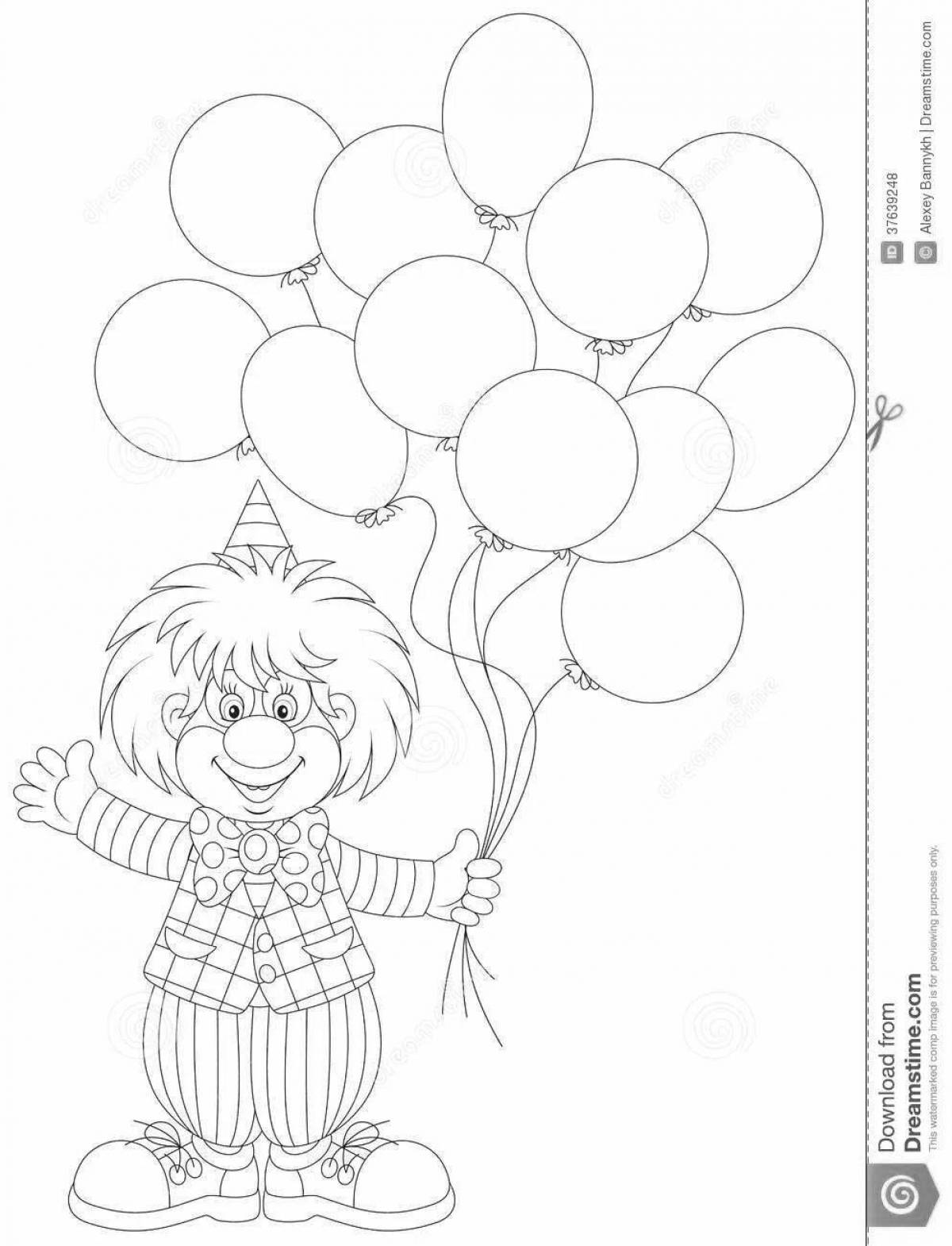 Разноцветный клоун с воздушными шарами