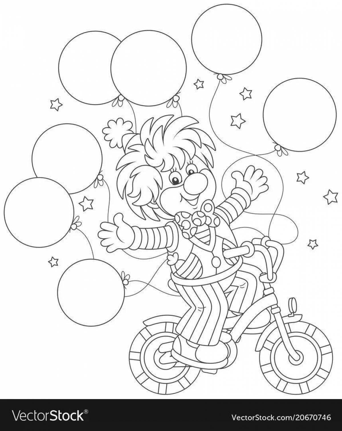 Giggling clown with balloons