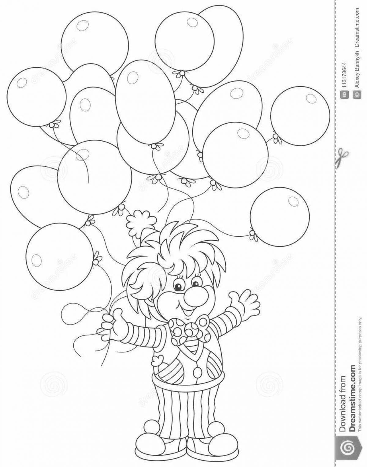 Блестящий клоун с воздушными шарами