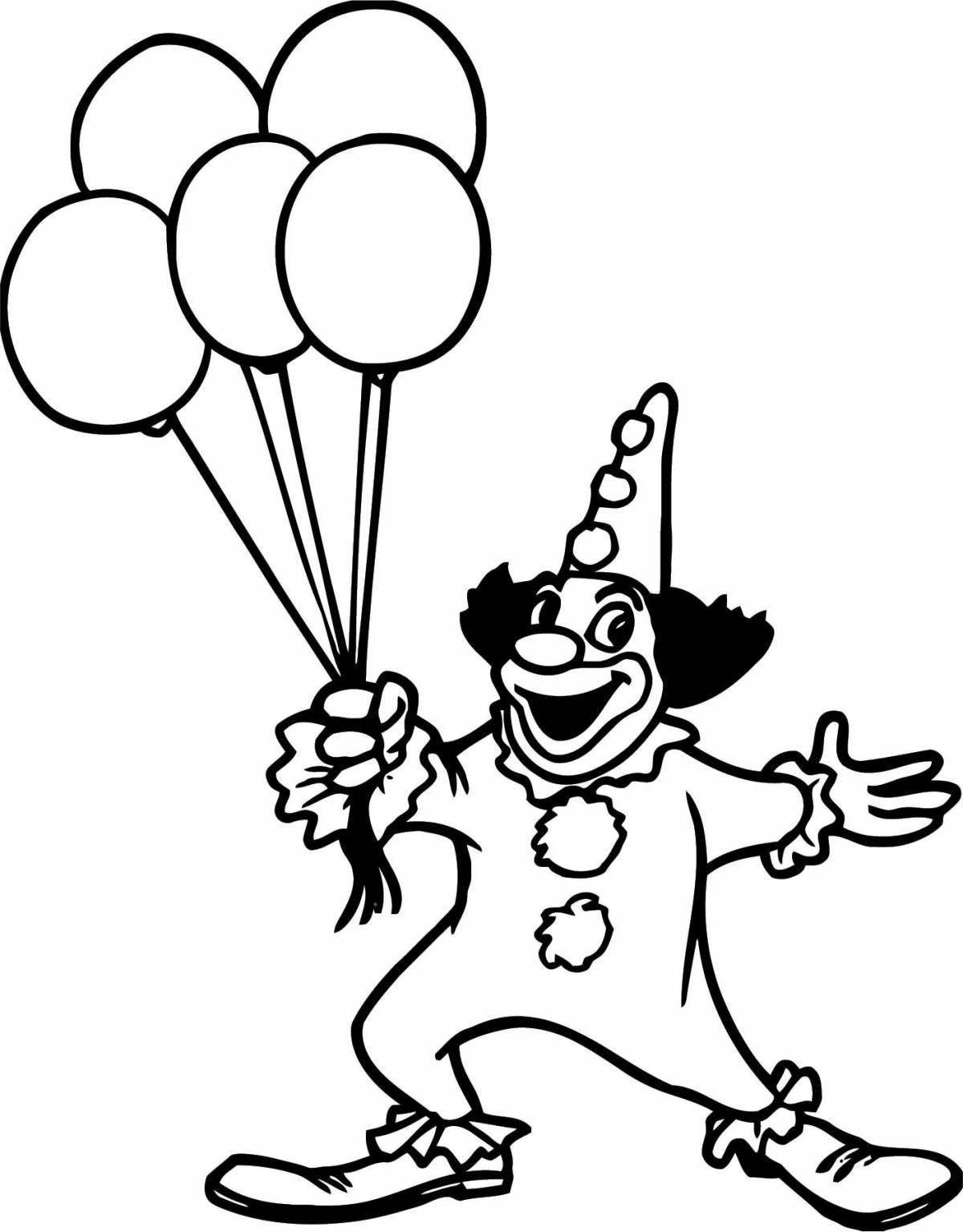 A jubilant clown with balloons