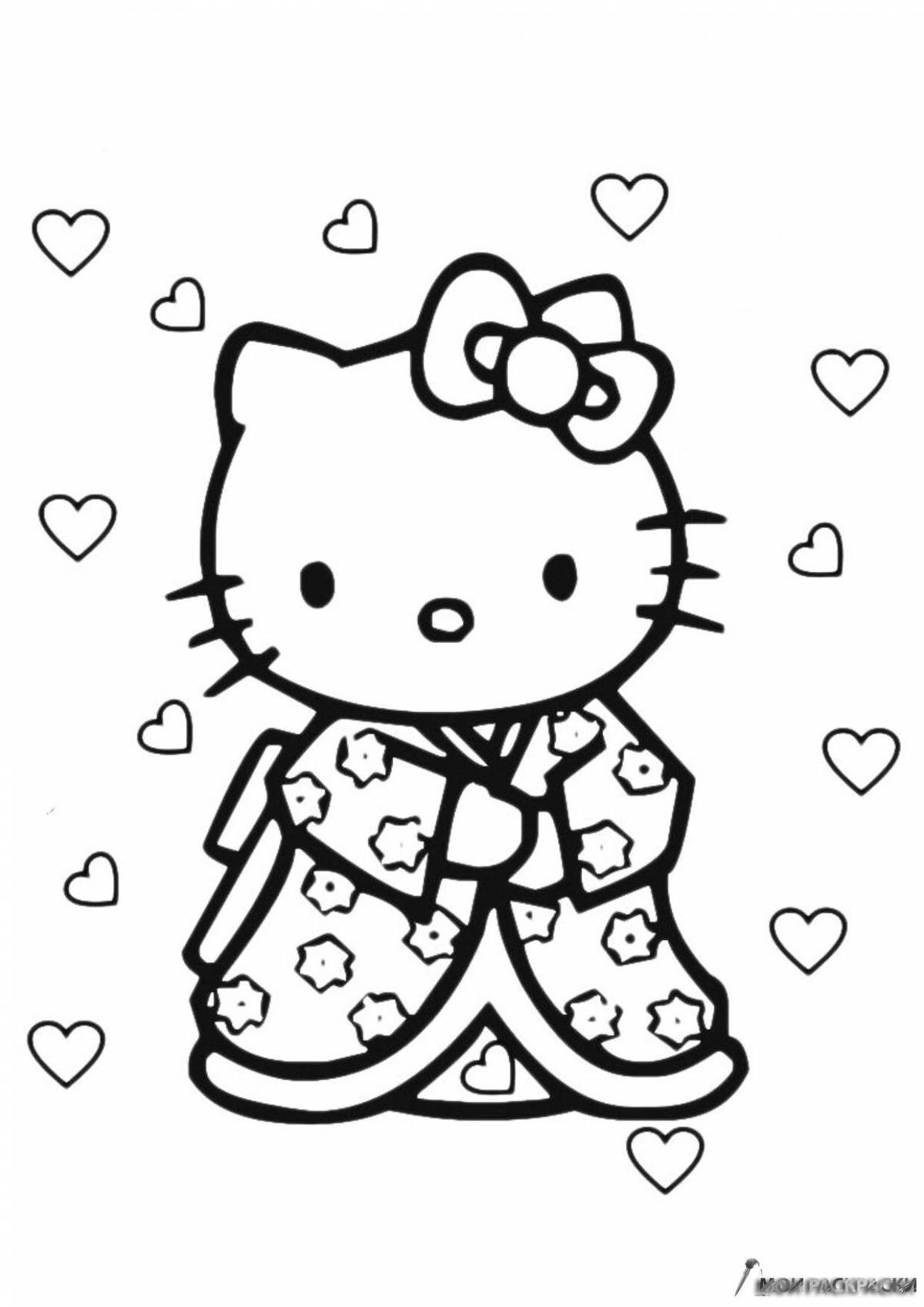 Charming coloring kitty with clothes