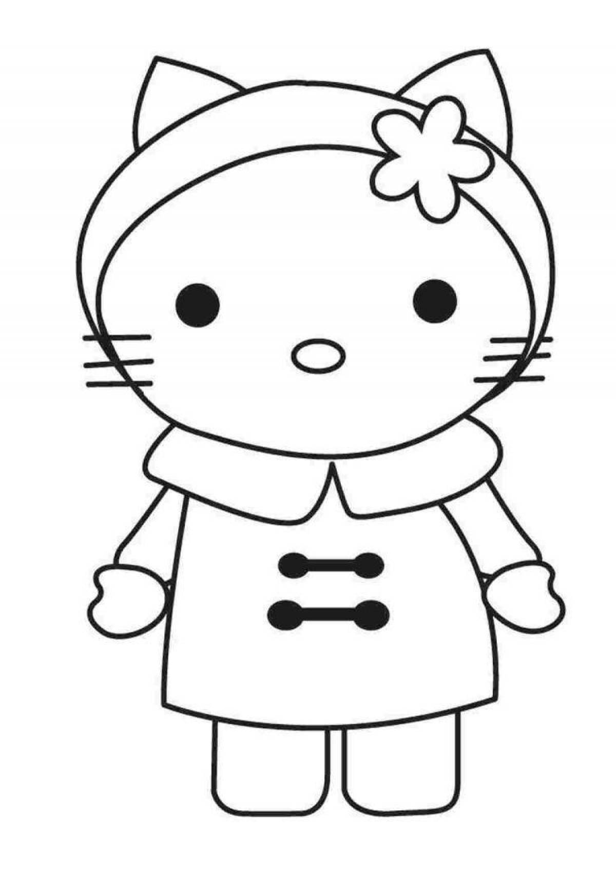 Joyful coloring kitty with clothes