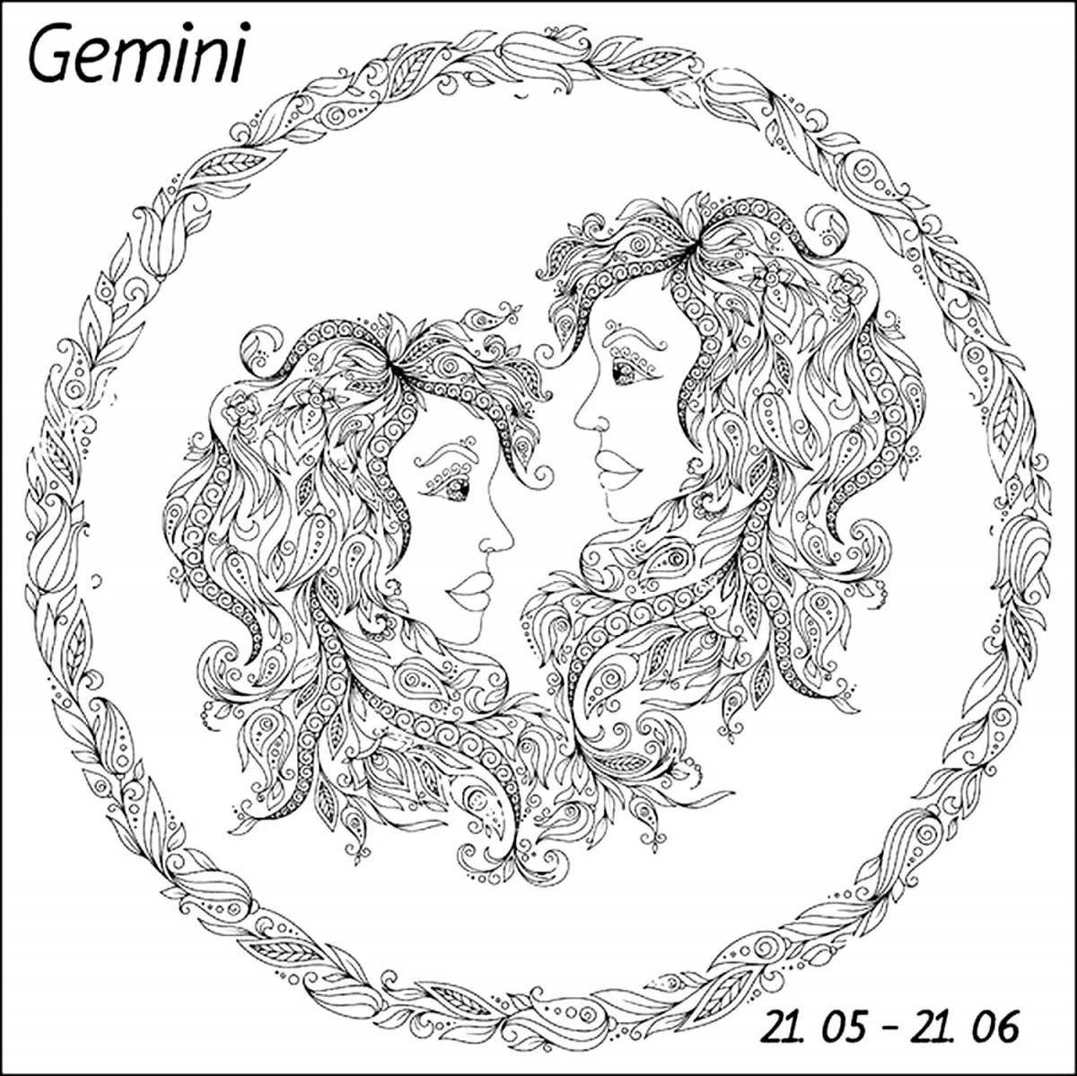 Luminous coloring pages antistress signs of the zodiac