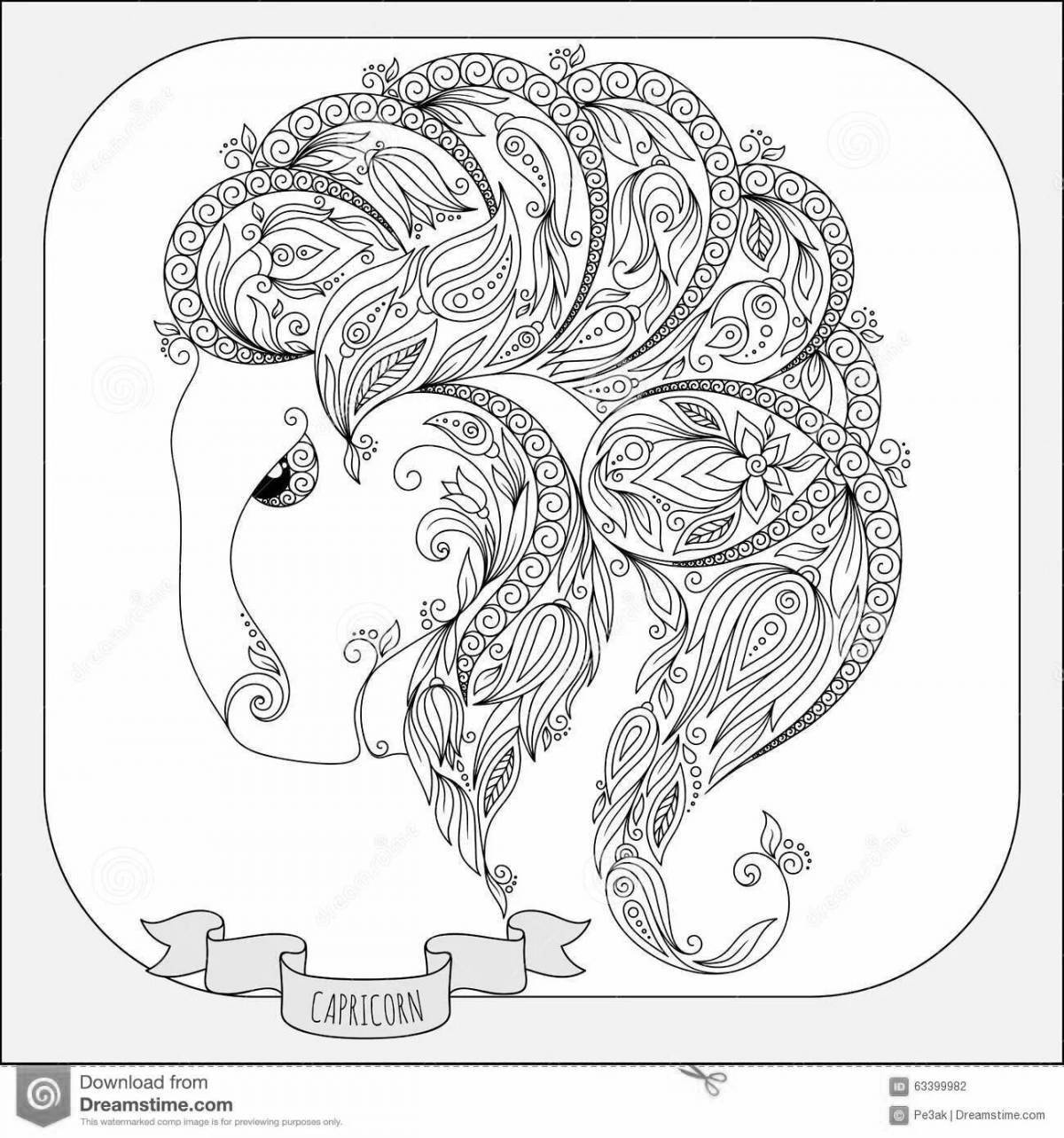 Gorgeous coloring book antistress zodiac signs