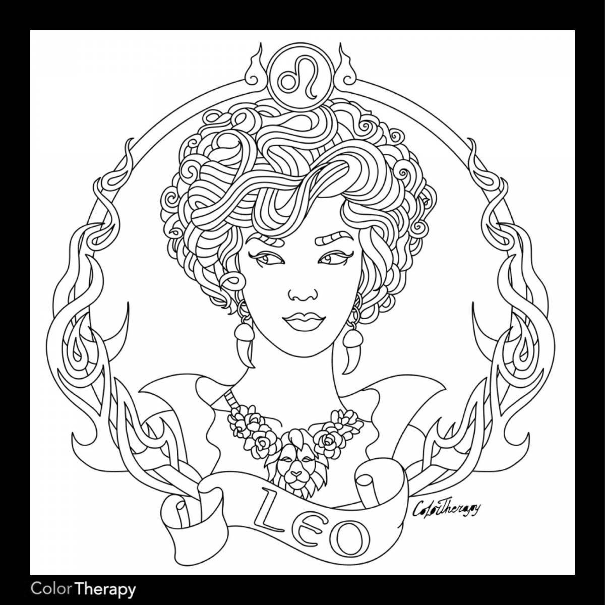 Fascinating coloring book anti-stress signs of the zodiac
