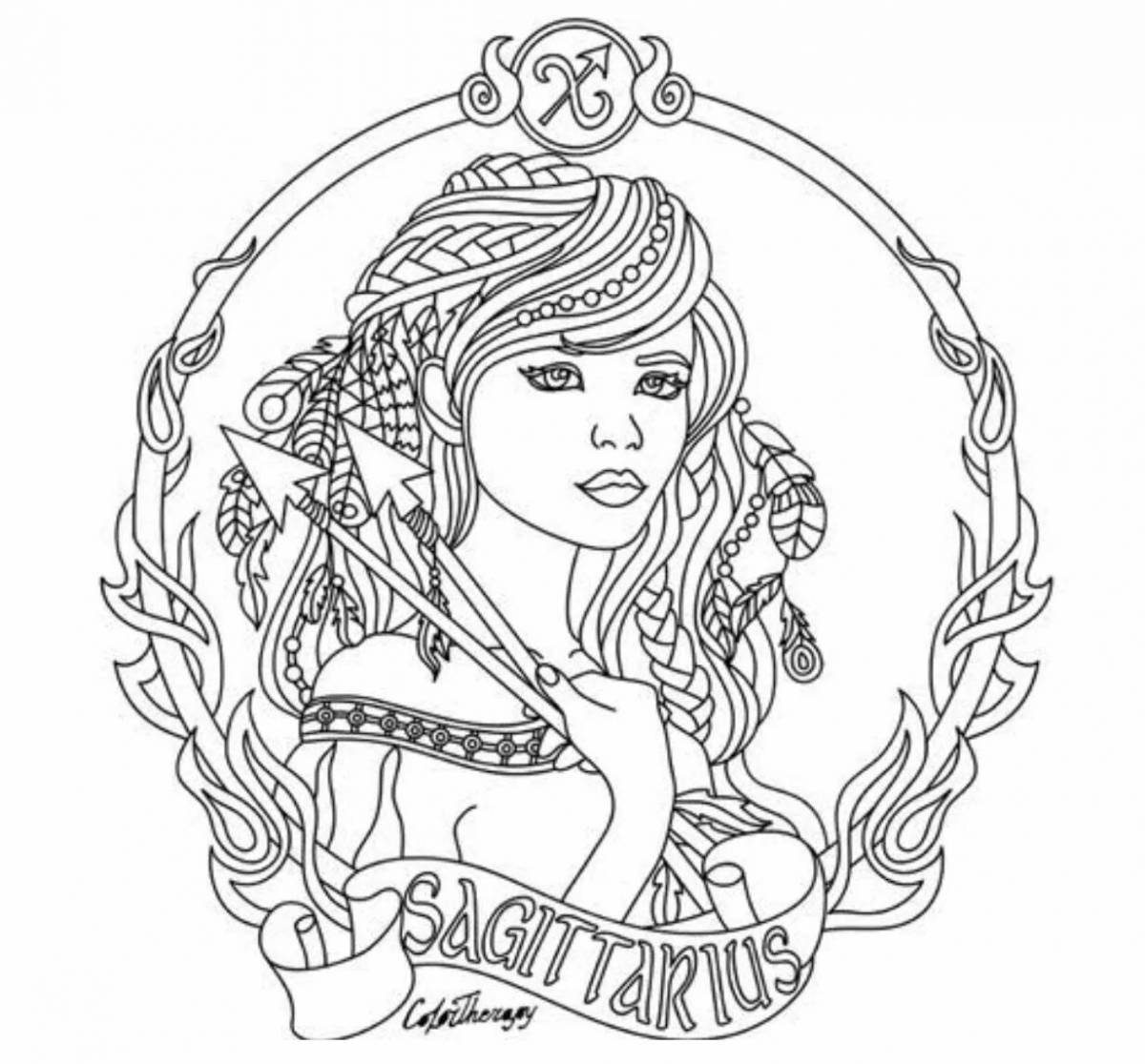 Photo Glitter coloring antistress signs of the zodiac