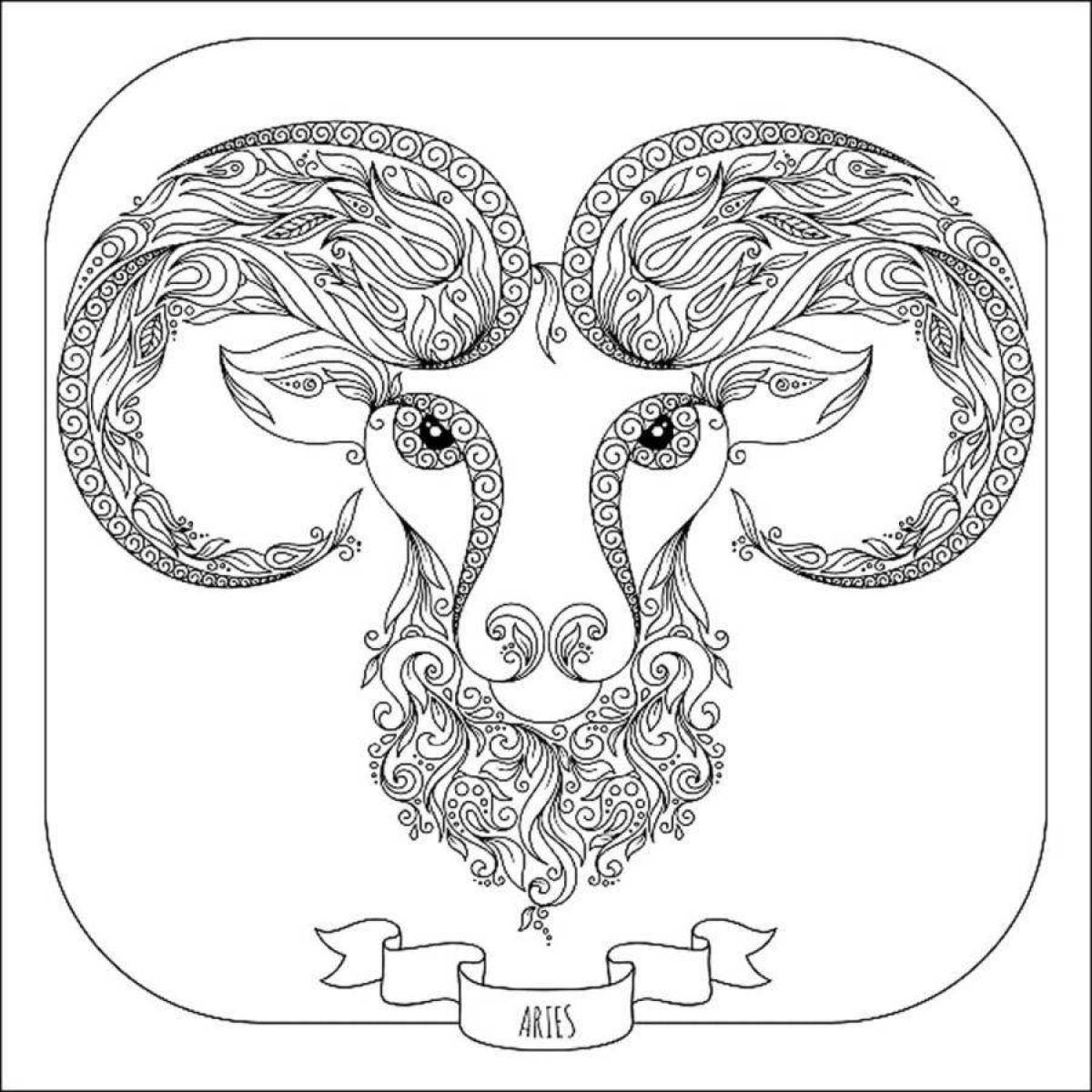 Fancy coloring antistress signs of the zodiac