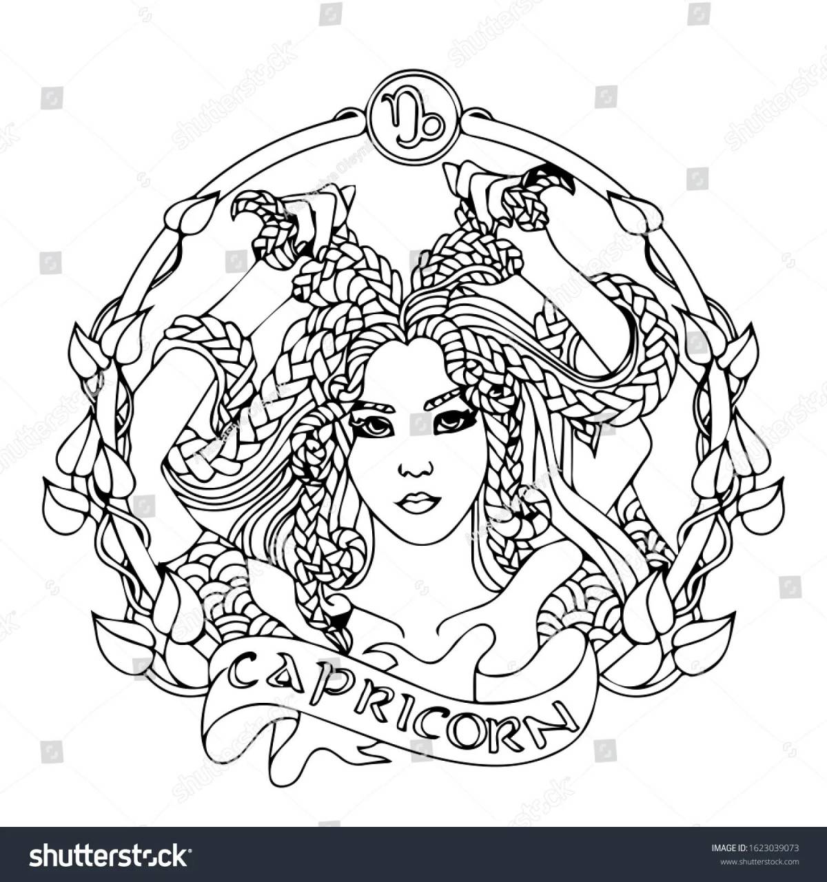 Amazing coloring book antistress signs of the zodiac
