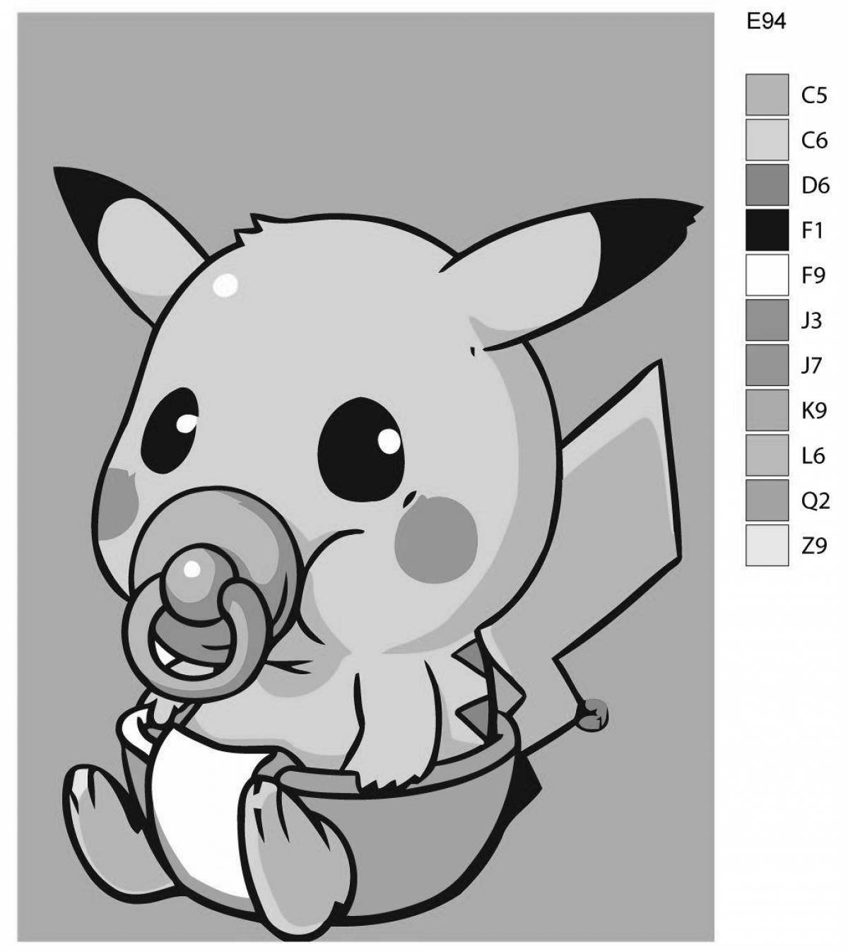 Coloring funny pikachu numbers