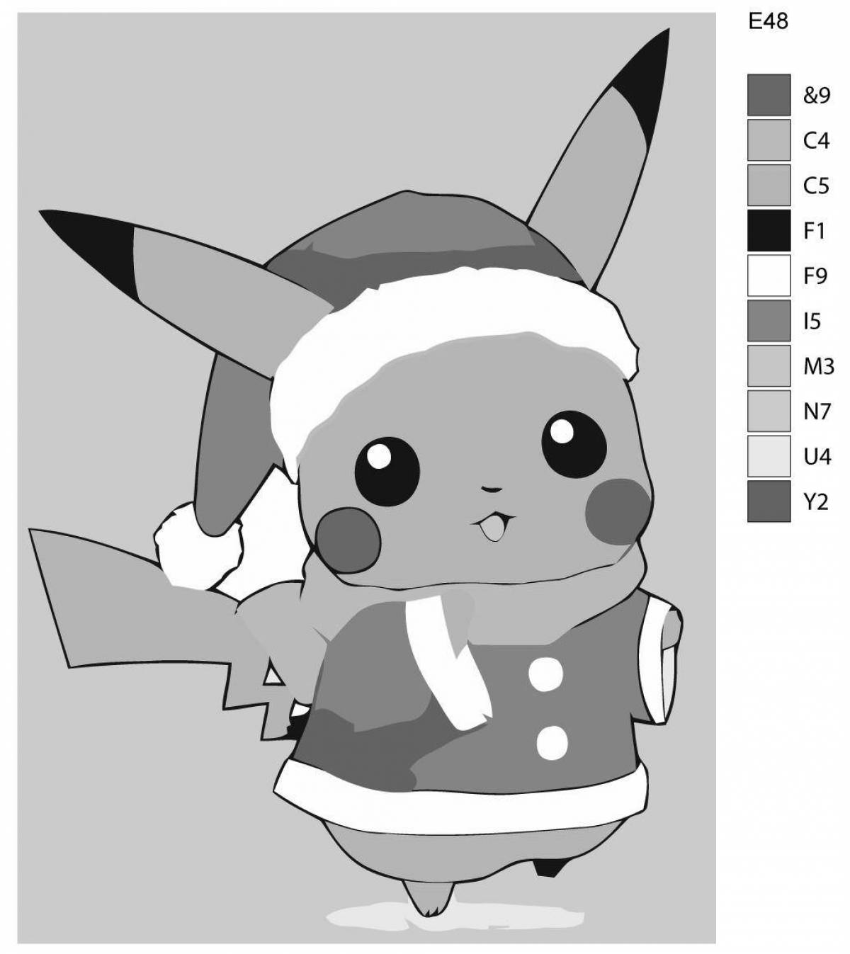 Pikachu playful numbers coloring page