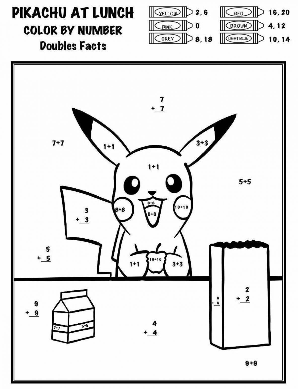 Coloring cute pikachu numbers