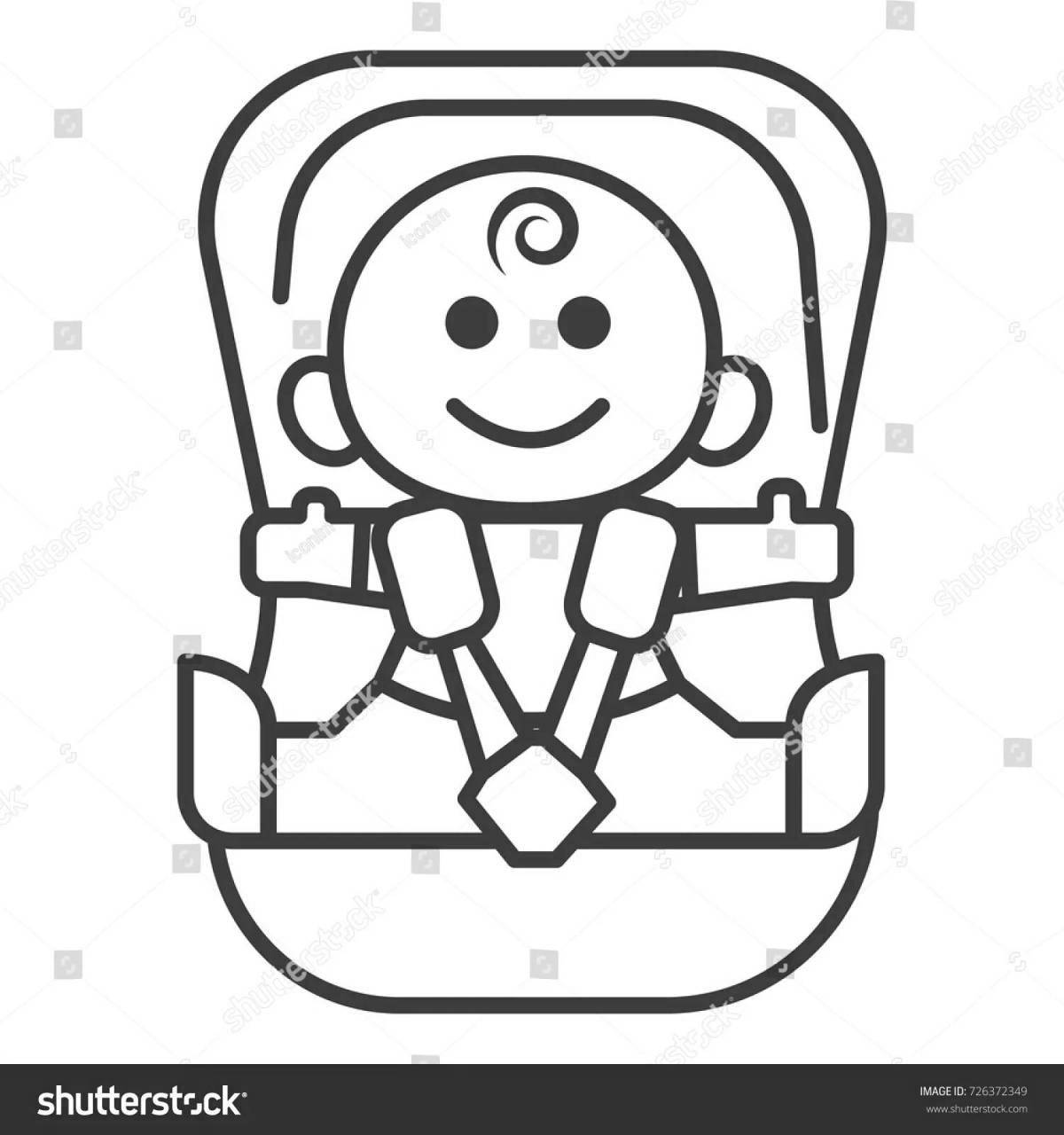 Smiling child in car seat