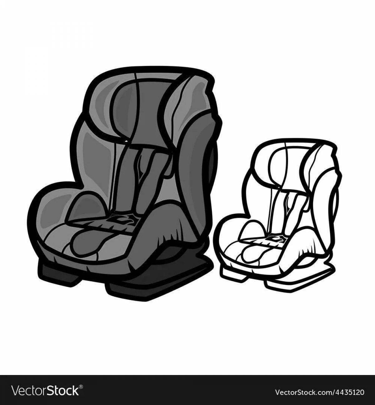Grinning baby in a car seat