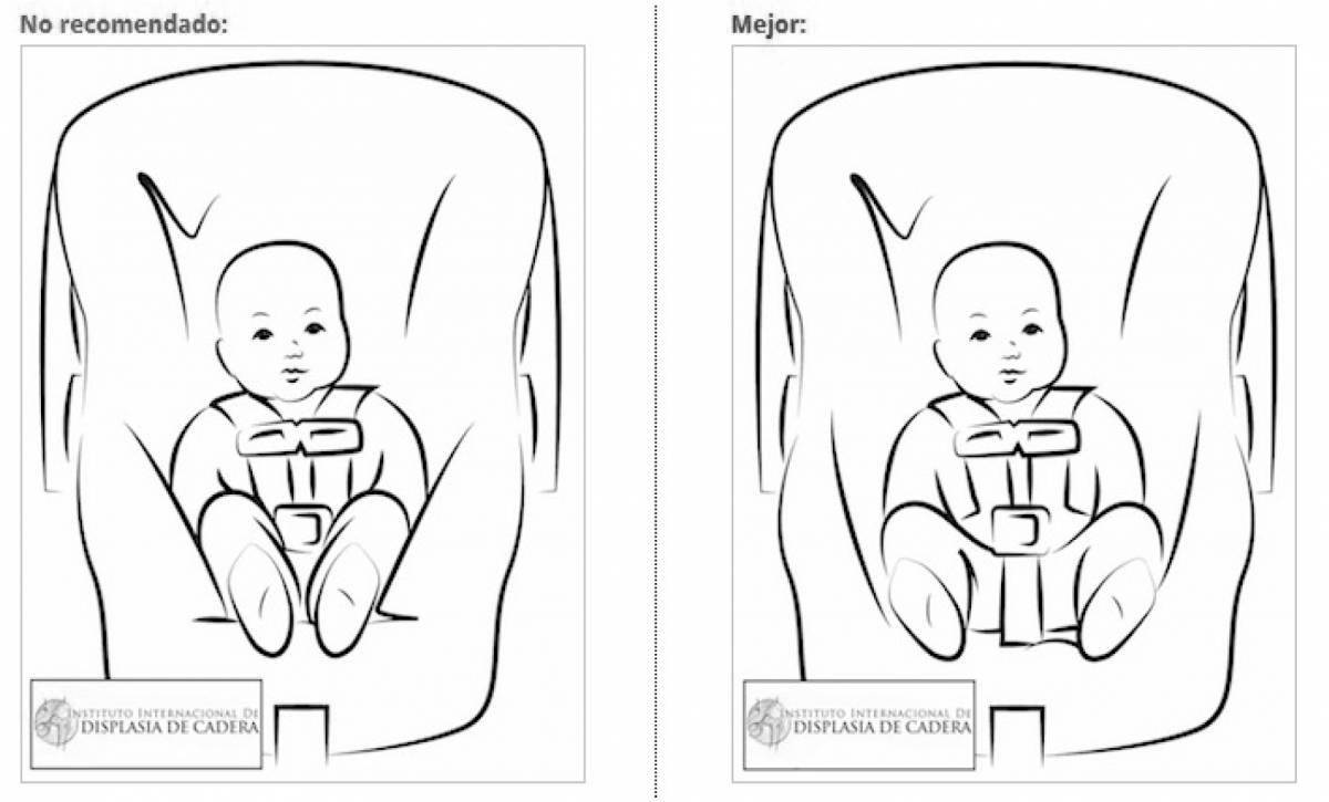 An excited child in a car seat