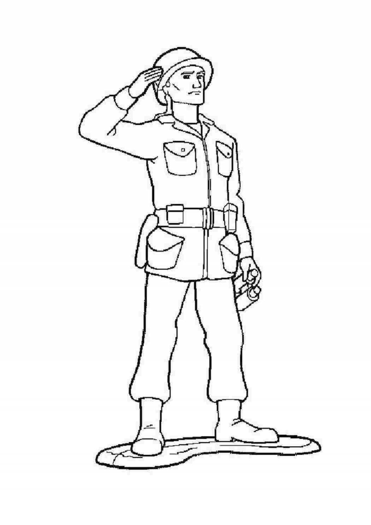 Playful toy soldier and children's coloring book