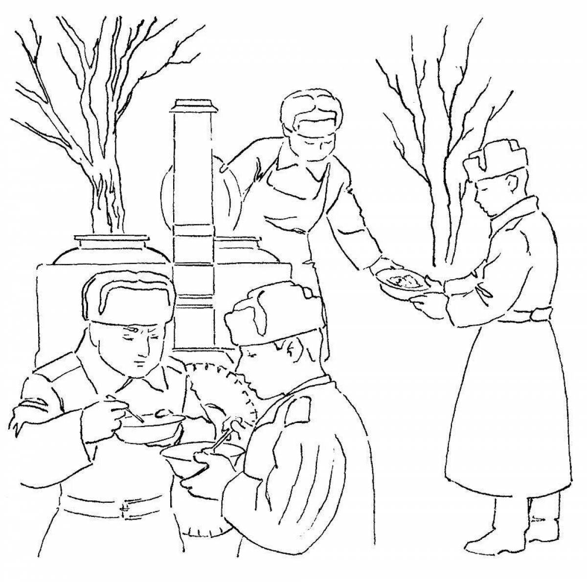 Great soldier and children's coloring book