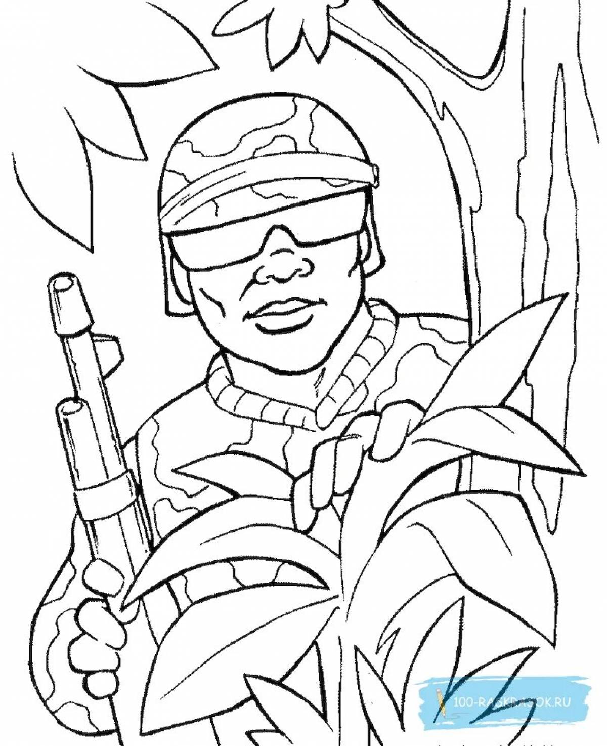 Fearless Soldier and Child coloring page
