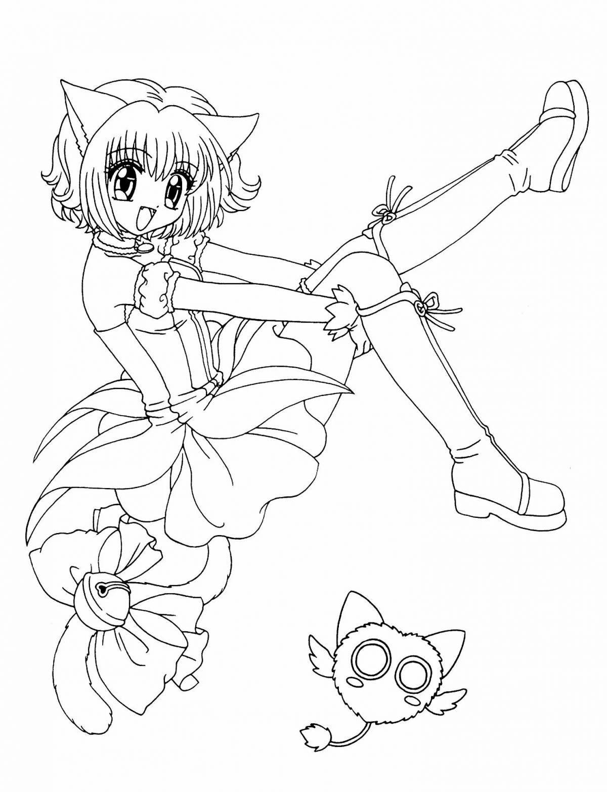 Live coloring girl with a cat