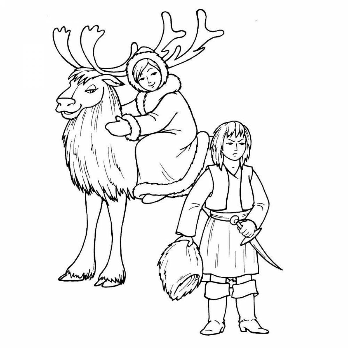 Mystical coloring tale of the snow queen